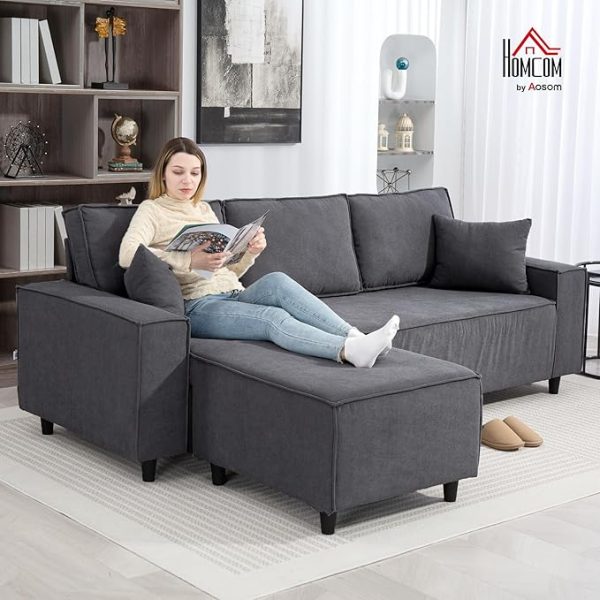HOMCOM Sectional Sofa with Changeable Chaise Lounge: A Cozy Corner for Modern Living